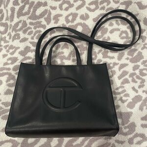 telfar black medium tote bag